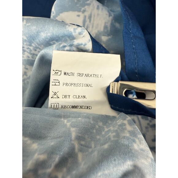 Misslook Size M Floral Print V Neck Midi Shirt Dress Blue Short Sleeve Pullover - Picture 8 of 9